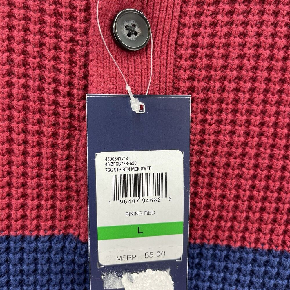 Izod Sweater Mens L Multicolor Color Block Shelter Island Stripe Preppy Casual - Picture 3 of 10